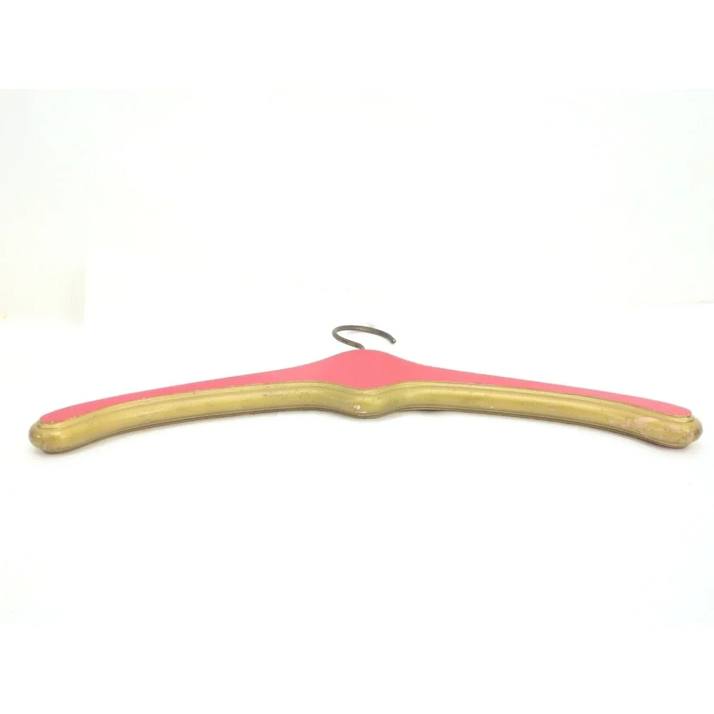 Hollywood Regency Red Gold Wooden Monogrammed Clothes Hanger Department S T L G